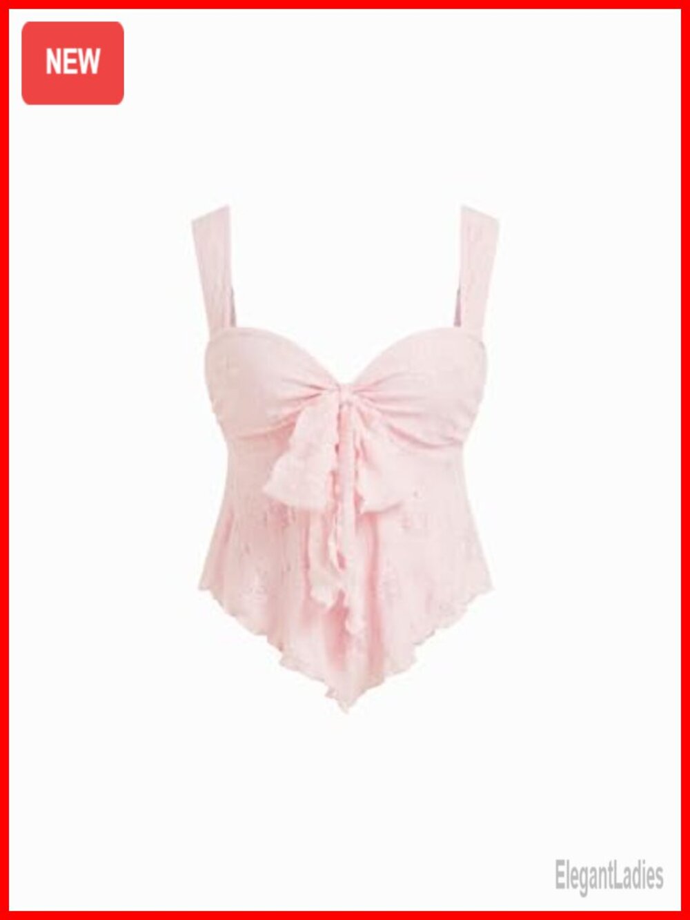 CIDER Lace Mesh Floral Babydoll Tank Top Bow Tie Front